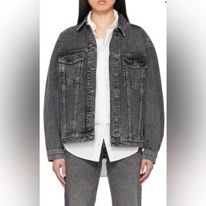 Anine Bing Rory Button-Up Denim Jacket in washed black